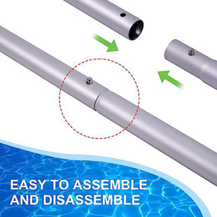 8pcs/set Telescopic Pool Skimmer Net Pole Kit Heavy Duty Aluminum Swimming Pool Cleaning Vacuum Head Scrubber Brush Pole Replacement Accessories 