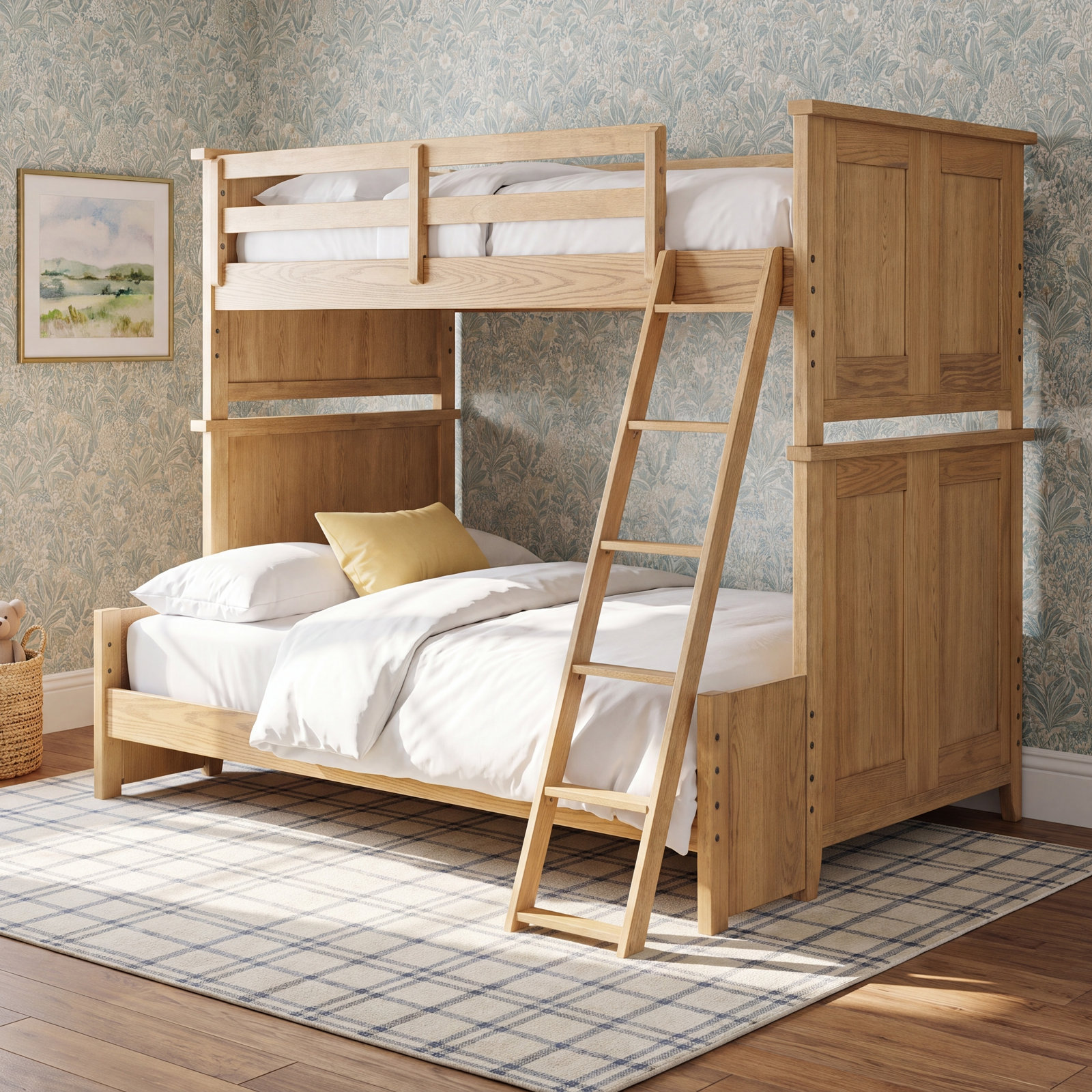 Today's Traditions Bunk Bed With Ladder, Hickory, Twin Over Full