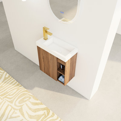 20'' Floating Wall-Mounted Bathroom Vanity With White Resin Sink & Soft-Close Cabinet Door