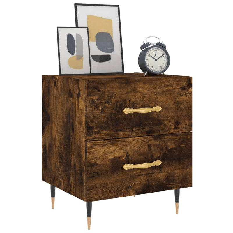 Rydal 40cm W Iron Bedside Table, Smoked Oak, Individual