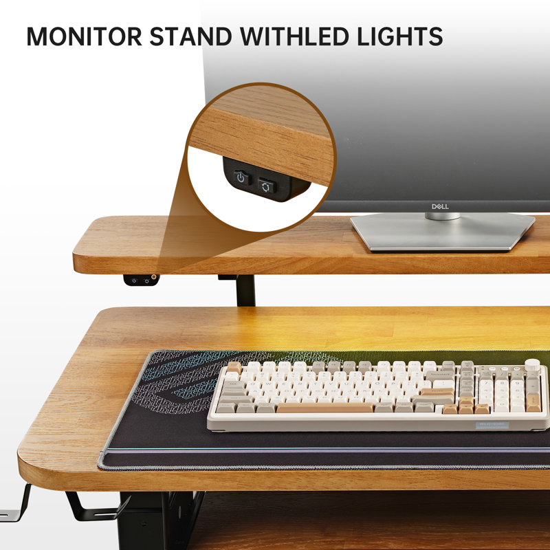 Modern Solid Wood L-Shaped Dual-Motor Electric Height-Adjustable Desk, Left Hand Return