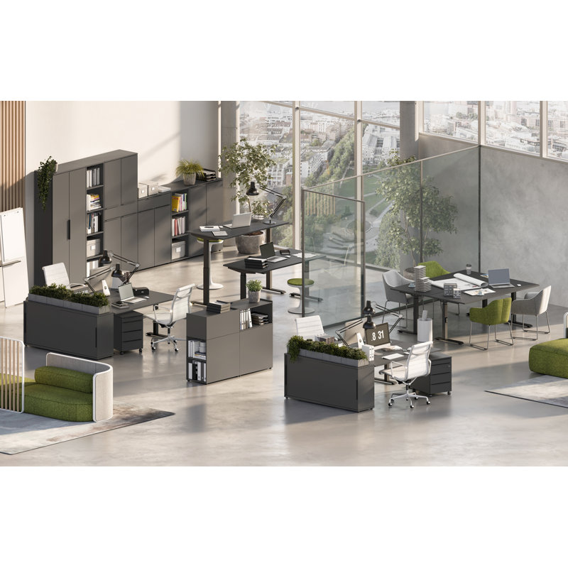 Mastandrea Adjustable Metal Base Standing Desk, Graphite