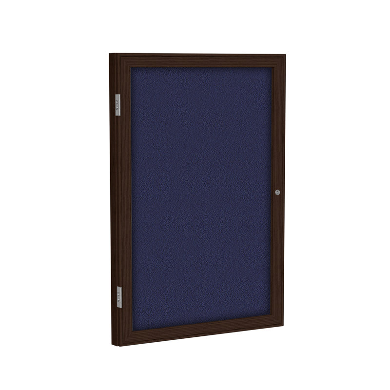Tableau d'affichage fermé, Bleu, H 3 pi x l 2 pi, Noyer