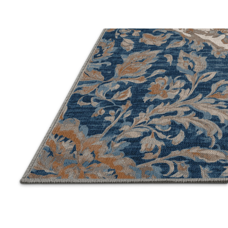 Machine Washable Gray Area Rug, Rectangle 7' x 9'