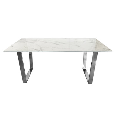 Motilal Faux Marble Top Metal Base Dining Table