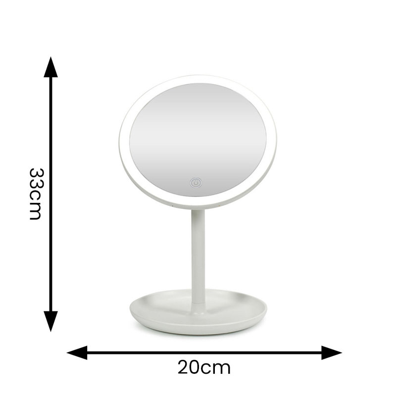 Briellah Plastic Round Freestanding Makeup / Shaving Mirror with Shelves