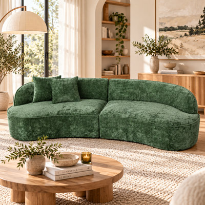 Canapé modulaire courbé 114,17 pouces Lavery avec tissu en chenille haute densité et structure sans cadre Lavery
