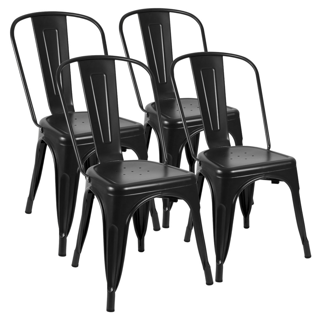 Borowski Slat Back Stacking Side Chair (Set of 4) Trent Austin Design® Color: Black
