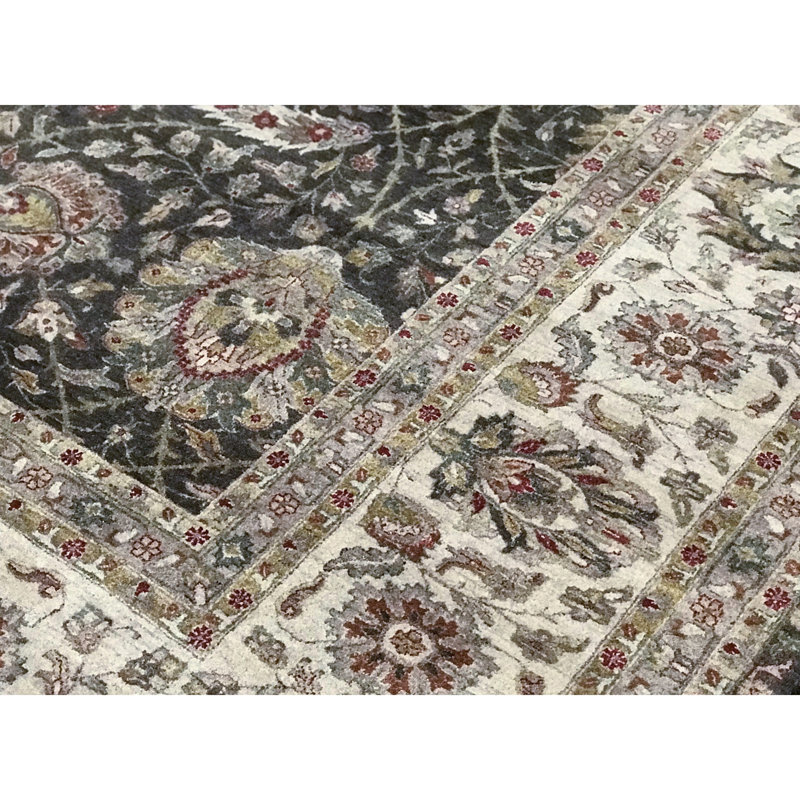 Tapis brun et ivoire de haute qualité noué à la main