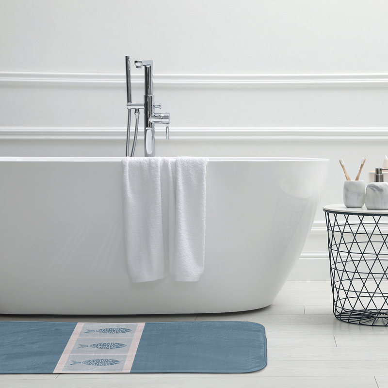 Tapis de bain Fish Chips, Bleu, L 21 po x L 34 po