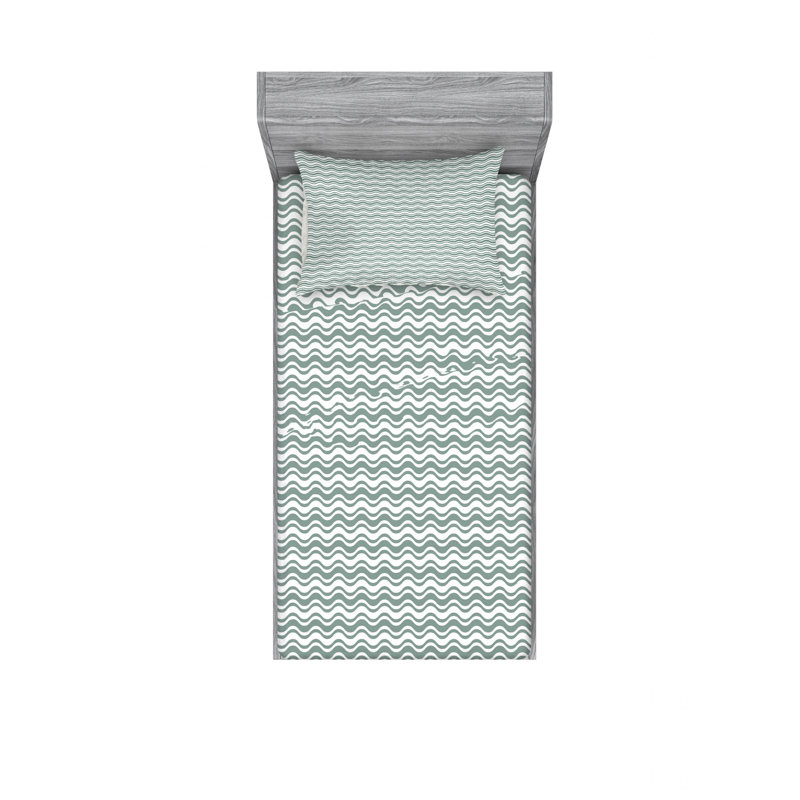 Ensemble de draps en table abstraite ocean, Ensemble de draps pour lit simple TG avec drap-hou