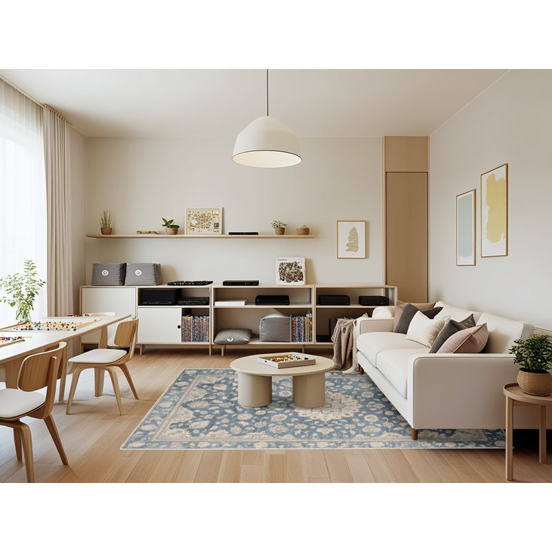 Tapis beige Tabriz lavable à la machine, Rectangle 7 pi x 9 pi