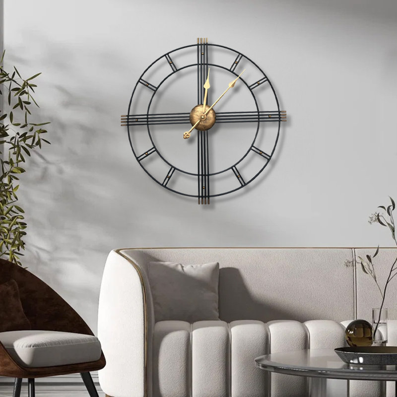 Aeryk 60cm Silent Modern Oversized Decorative Cut Out Metal Wall Clock