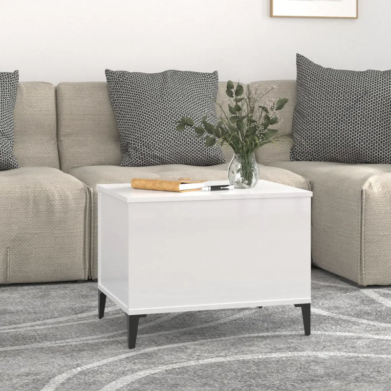 Allishia Lift Top Four Leg Coffee Table with Storage, Concrete Grey, 60x44.5x45 cm