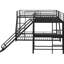 Lit superposé en forme de L noir avec lit mezzanine simple et bureau intégré