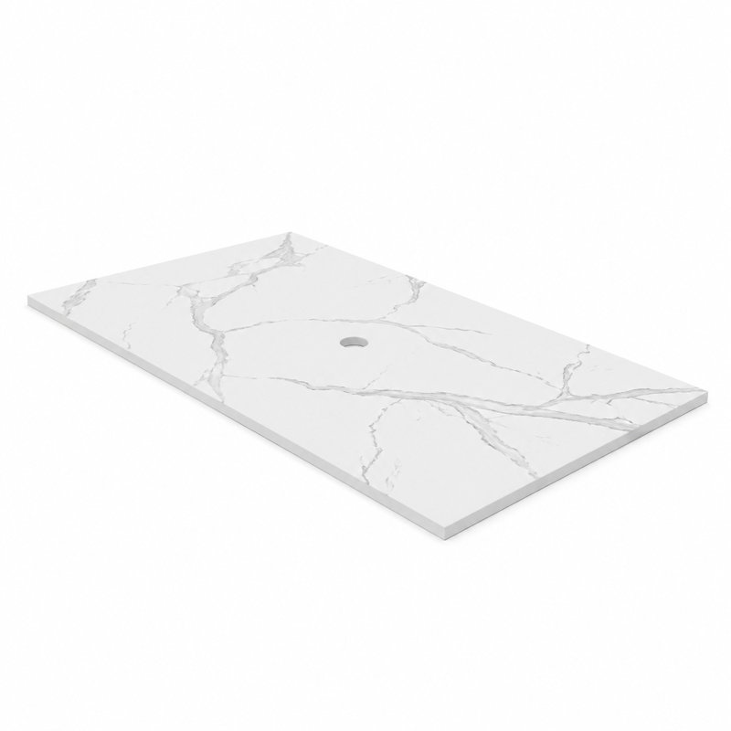 Modern 48" Solid Surface Bathroom Vanity Top for Vessel Sink - White Carrara Design
