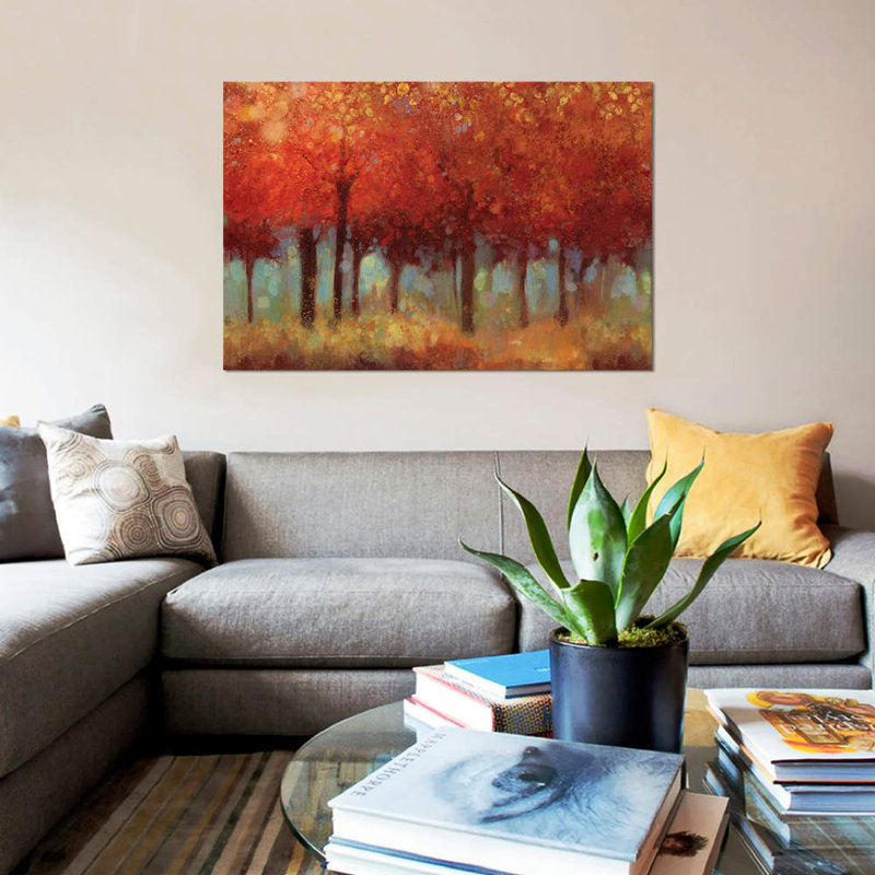 « red forest », impression sur toile, H 26 po x l 40 po x P 1,5 po, Pas de tapis, Toile tendue