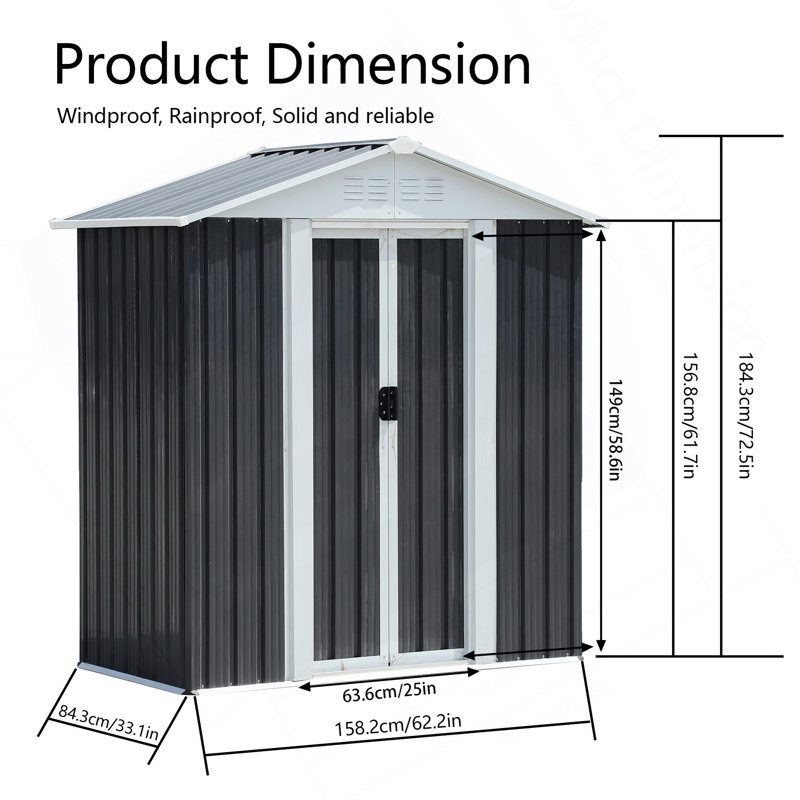 Spacious Outdoor Storage Shed With Apex Roof And Sturdy Aluminum Alloy Frame