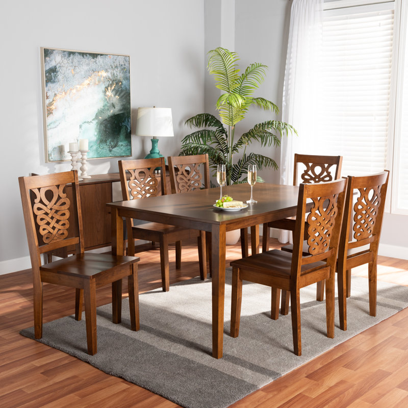 Ensemble repas pour 6 personnes Downing, Noyer brun, Noyer brun