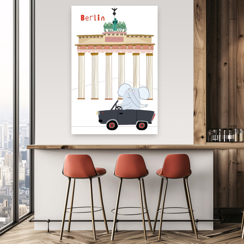 Affiche murale représentant des éléphants à Berlin, représentant une architecture contemporaine avec des éléphants.