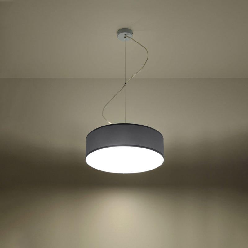 2 - Light White Drum Pendant, Grey