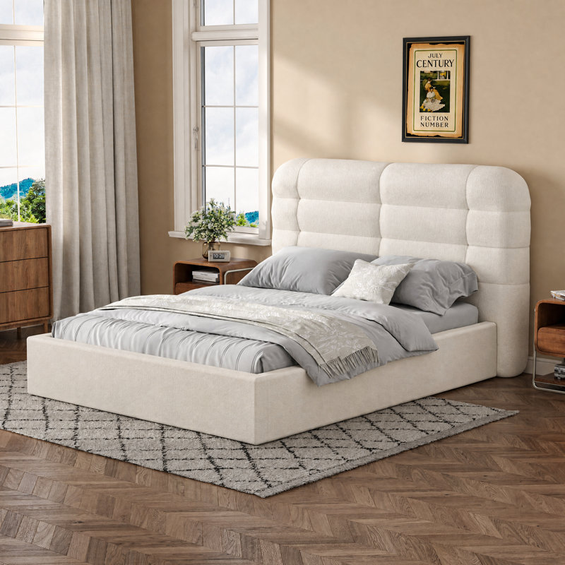 Ottoman Storage Bed, Sturdy Wooden Slats, with Gas Lift Storage, No Box Spring Required, Simple Assembly, 10 Year Warranty, Beige
