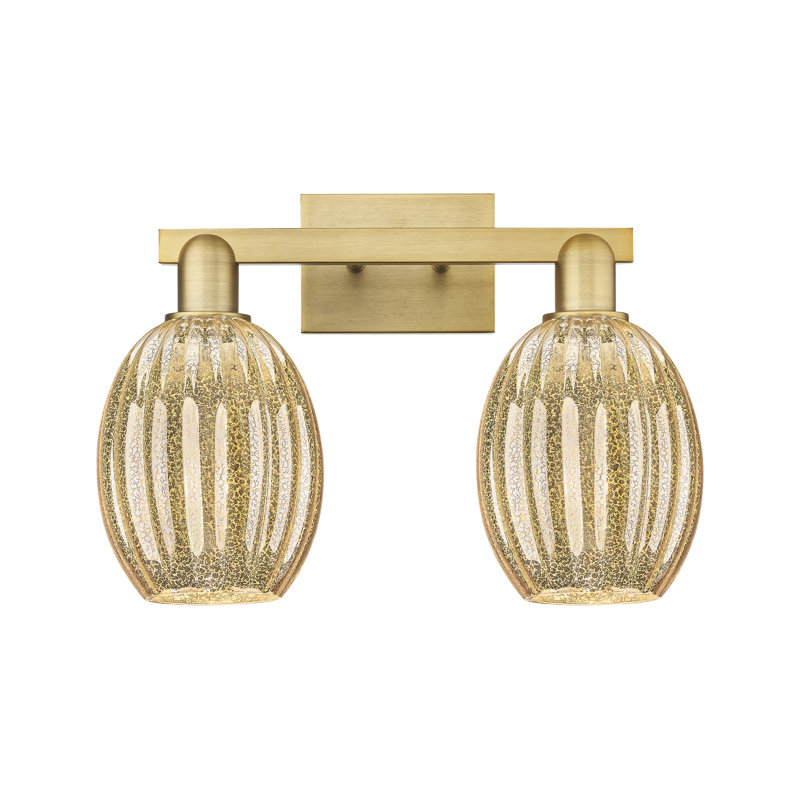 Eldon - Luminaire de salle de bain à abat-jour cloche 16 po 2 lumières, Laiton brossé, Mercure