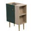 Base de meuble-lavabo de 21,6 po, conception de tablette ouverte, fabriquée en bois massif et en céramique, portes d'armoire à fermeture en douceur, revêtement imperméable, détails dorés élégants à droite, fermeture en douceur silencieuse, pieds enduits-129959505