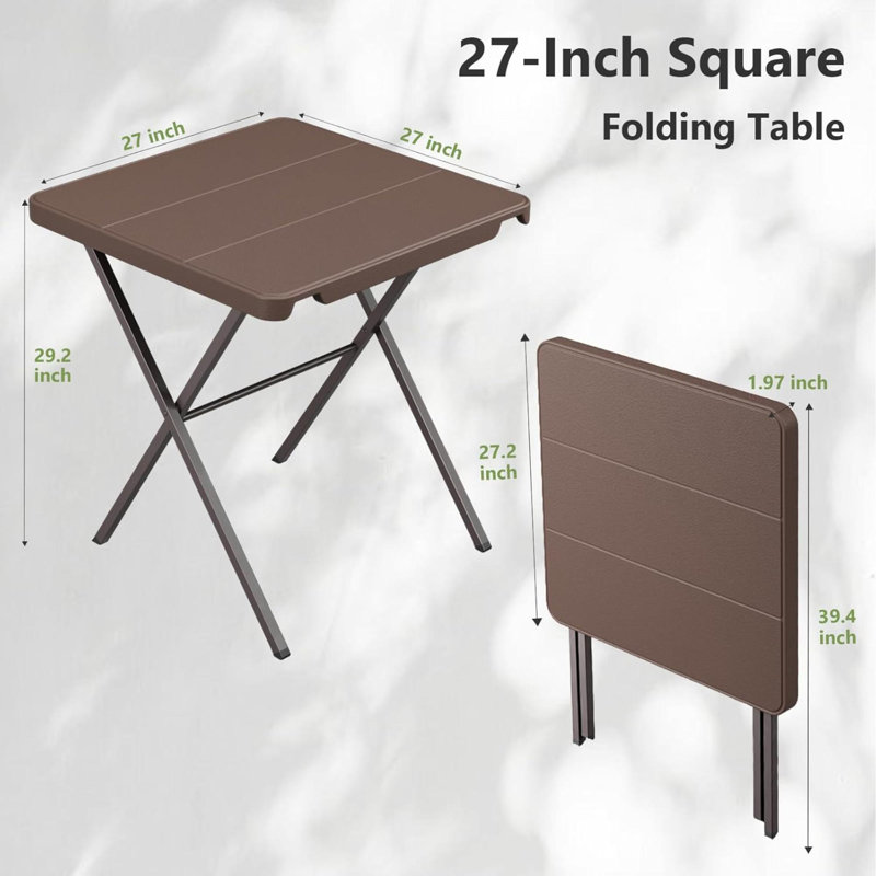 Ensemble de 2 tables pliantes, table carrée pliable portable sans assemblage, table de patio de camping en plein air pour l'intérieur, table de pique-nique pour la cour, espace de camping