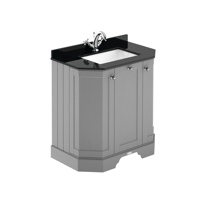 Old London 750mm Free-standing Single Vanity, Storm Grey, Black