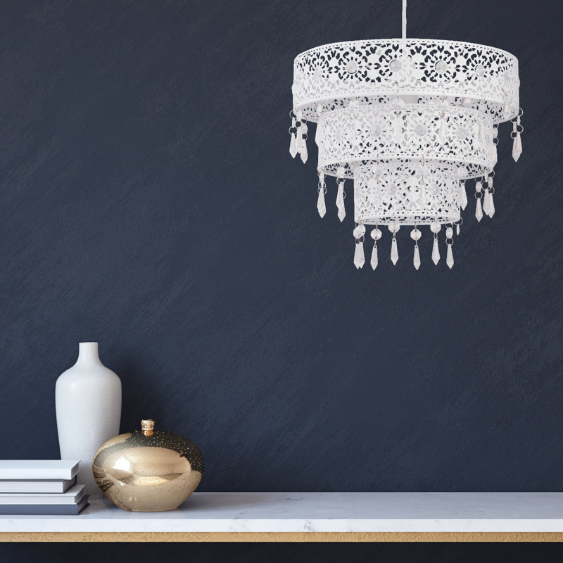 26cm H Metal Novelty Pendant Shade ( Uno ), White