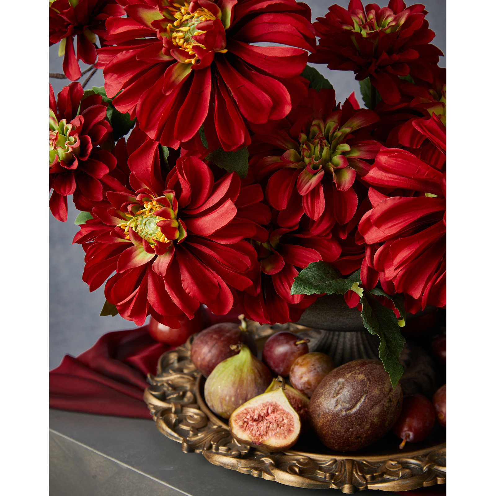Dahlia Floral Stems, Red