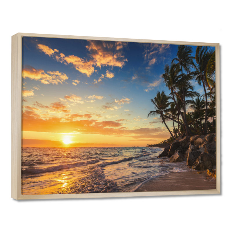 « Paradise Tropical Island Beach with Palms » par Valio84sl - impression photographique sur du métal, H 24 po x l 32 po