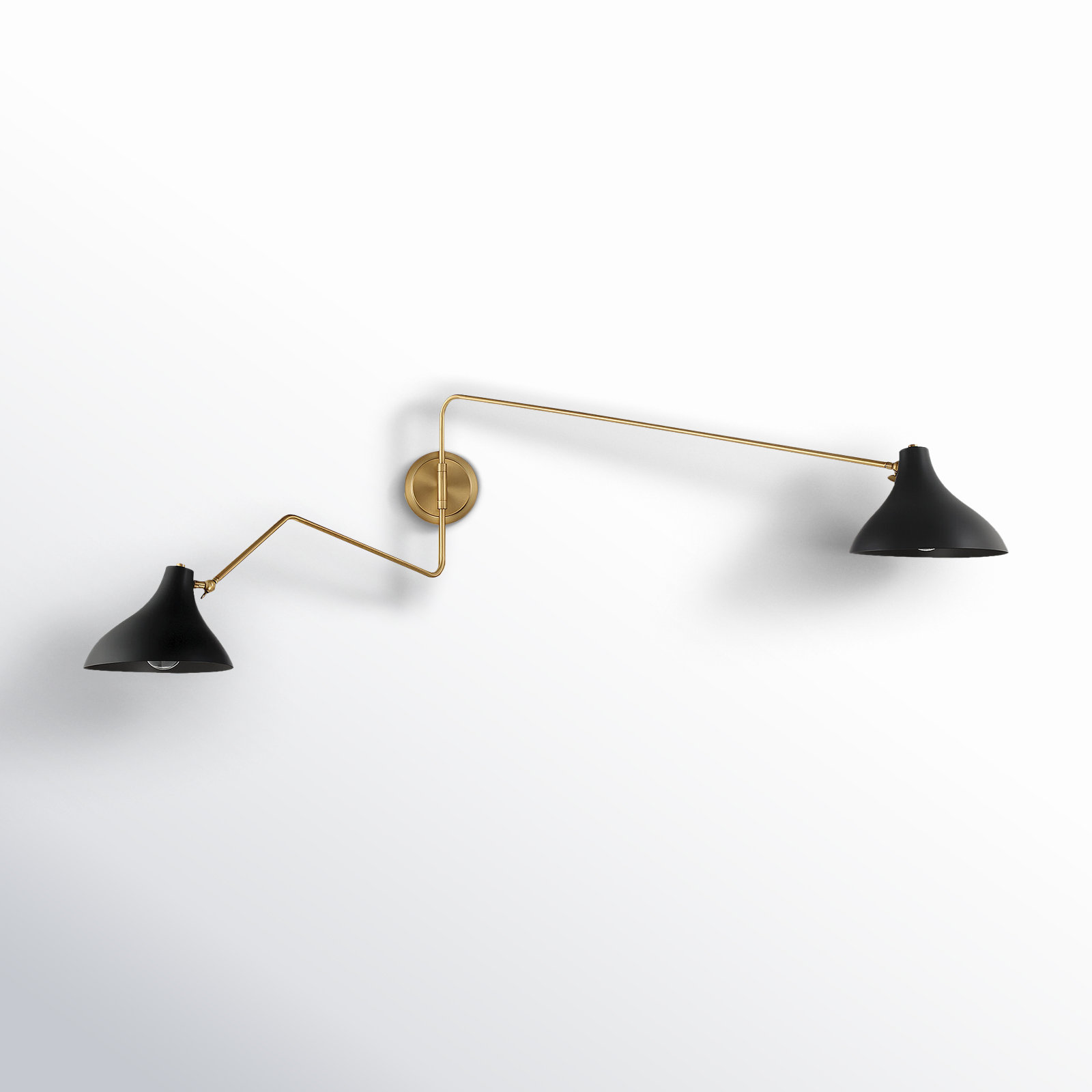 Elyse 2 Light Swing Arm Wall Sconce, Matte Black with Natural Brass, Black