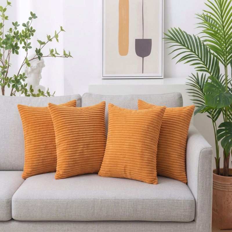 Nayely Square Throw Pillow Cover, Orange