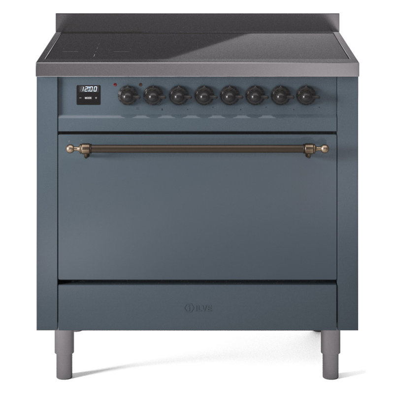 ILVE Nostalgie II 36 in Induction Range, Blue Gray/Bronze