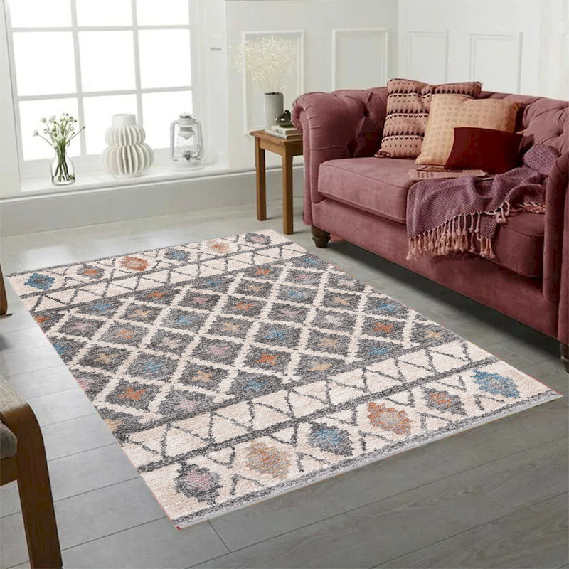 Bisera Diamond Pattern Shag Rug, Rectangle 6'6" x 9'