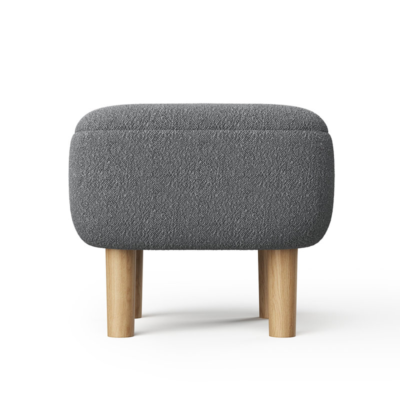 Kamar 41cm Wide Square Solid Colour Footstool Ottoman, Grey