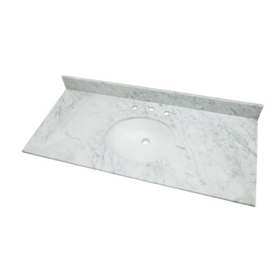 Dessus de meuble-lavabo de salle de bain simple blanc avec lavabo 49 po