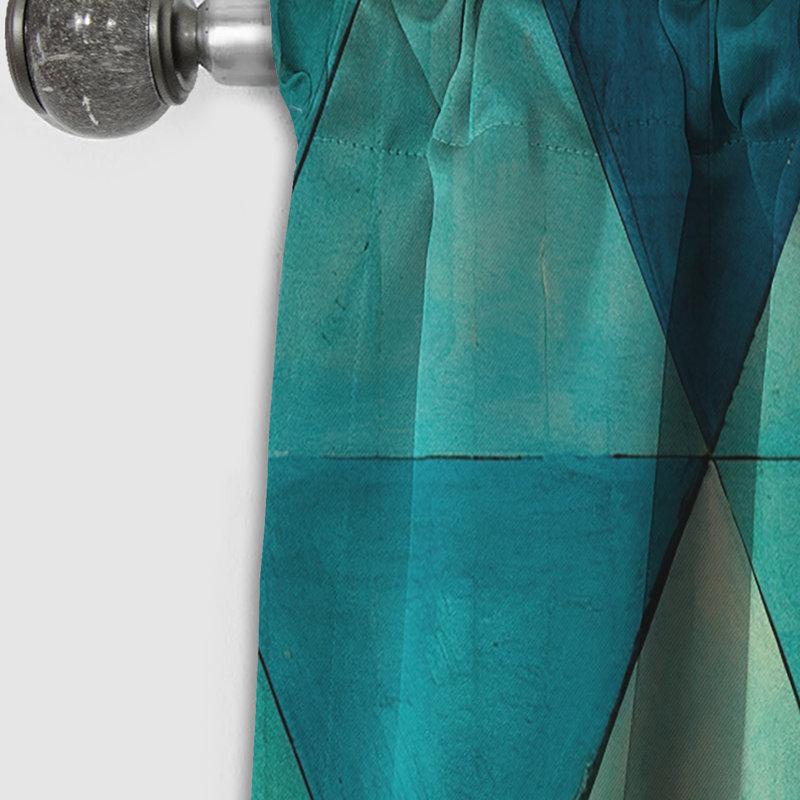 Triangles turquoise - Rideau à formes abstraites - Rideau abstrait occultant - 1 panneau, L 52 po x L 95 po