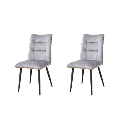 Modern Velvet Dining Chairs 2 , Soft Cushioned Seats And Iron Frames In Mustard Or Gray, Clean Lines For Contemporary Minimalist Interiors, Tapered Metal Legs Stability, High Foam Padding Fabric