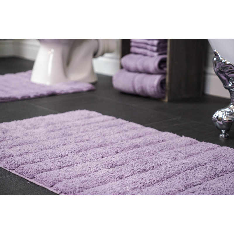 Linear Ribbed Two Piece Bath Mat Set, Heather