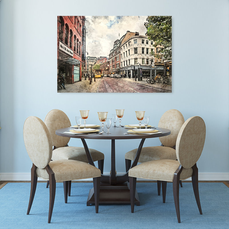 «Busy City Street», art abstrait classique, art mural de la ville, H 32 po x l 48 po