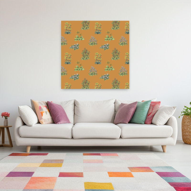Art contemporain, art floral rétro, H 48 po x l 48 po