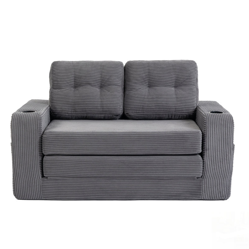 Canapé-lit convertible avec design extensible, mousse à mémoire de forme confortable et tissu en velours côtelé pour les petits espaces