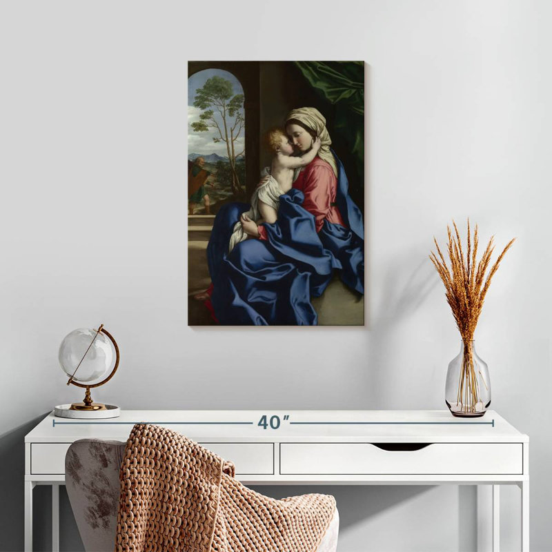 Leisha, la Vierge et l'enfant embrassant, H 24 po x l 16 po