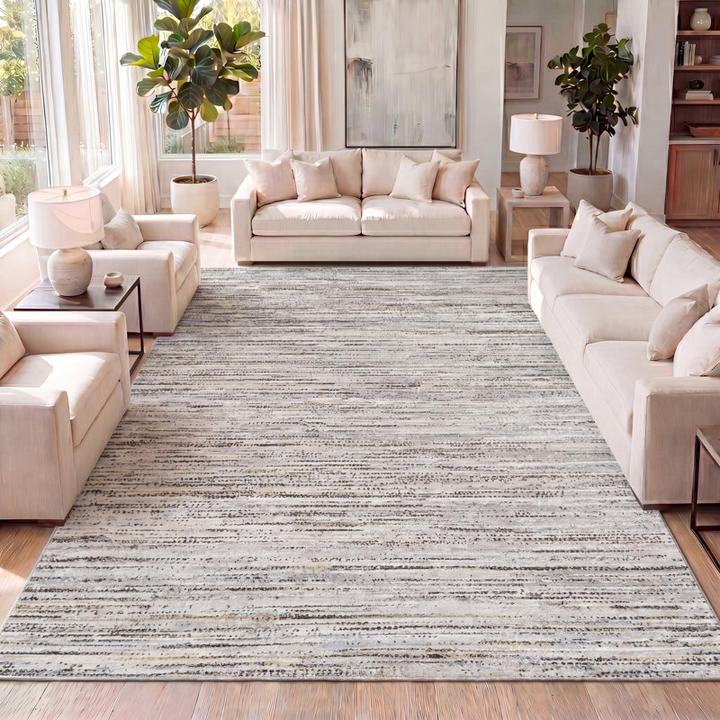 Tapis gris / noir Loom Modern Strie, Rectangle 2 pi 9 po x 5 pi