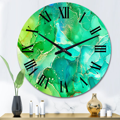 Green and Blue Liquid Art - Modern Wall Clock