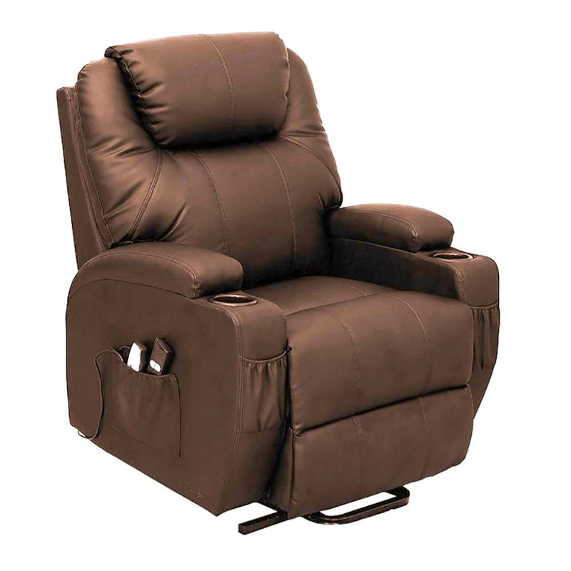 86cm Wide Faux Leather Lift Assist Standard Recliner, Black Faux Leather
