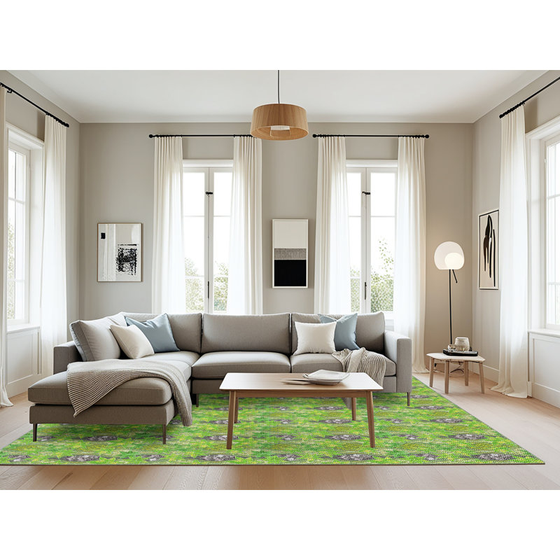 Tapis vert tissé à la machine, Rectangle 8 pi x 12 pi